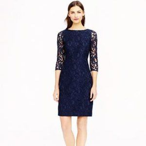 J Crew Navy Blue Natalia Dress in Leavers Lace, NEW!